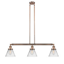  213-AC-G42 - Cone - 3 Light - 40 inch - Antique Copper - Stem Hung - Island Light