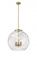  221-3S-BB-G1215-18-LED - Athens Water Glass - 3 Light - 18 inch - Brushed Brass - Cord hung - Pendant