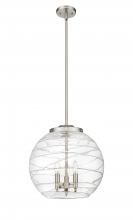  221-3S-SN-G1213-16-LED - Athens Deco Swirl - 3 Light - 16 inch - Brushed Satin Nickel - Cord hung - Pendant