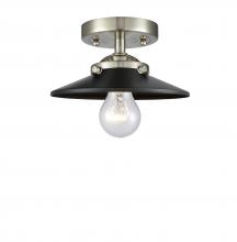  284-1C-SN-M6-BK - Railroad - 1 Light - 8 inch - Brushed Satin Nickel - Semi-Flush Mount