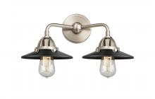  288-2W-SN-M6-BK - Railroad - 2 Light - 16 inch - Brushed Satin Nickel - Bath Vanity Light