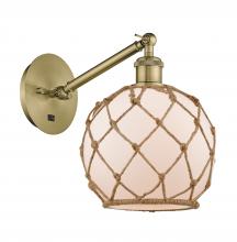  317-1W-AB-G121-8RB - Farmhouse Rope - 1 Light - 8 inch - Antique Brass - Sconce