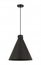  410-1PL-BK-M411-18BK - Newton Cone - 1 Light - 18 inch - Matte Black - Cord hung - Pendant