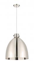  410-1PL-PN-M412-18PN - Newton Bell - 1 Light - 18 inch - Polished Nickel - Cord hung - Pendant