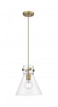  410-1PM-BB-G411-10CL - Newton Cone - 1 Light - 10 inch - Brushed Brass - Cord hung - Pendant