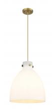 Innovations Lighting 410-1PM-BB-G412-14WH - Newton Bell - 1 Light - 14 inch - Brushed Brass - Cord hung - Pendant