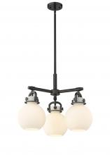  410-3CR-BK-G410-7WH - Newton Sphere - 3 Light - 21 inch - Matte Black - Pendant