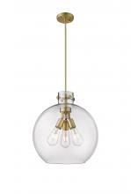  410-3PL-BB-G410-16CL - Newton Sphere - 3 Light - 16 inch - Brushed Brass - Cord hung - Pendant