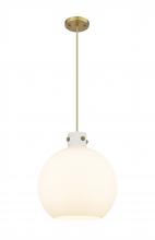  410-3PL-BB-G410-16WH - Newton Sphere - 3 Light - 16 inch - Brushed Brass - Cord hung - Pendant