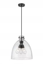  410-3PL-BK-G412-16SDY - Newton Bell - 3 Light - 16 inch - Matte Black - Cord hung - Pendant