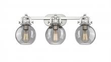  410-3W-SN-G410-7SM - Newton Sphere - 3 Light - 27 inch - Brushed Satin Nickel - Bath Vanity Light