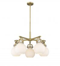  410-5CR-BB-G410-7WH - Newton Sphere - 5 Light - 26 inch - Brushed Brass - Chandelier