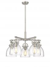  410-5CR-SN-G412-7CL - Newton Bell - 5 Light - 26 inch - Satin Nickel - Chandelier