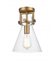  411-1F-BB-G411-8CL - Newton Cone - 1 Light - 8 inch - Brushed Brass - Flush Mount