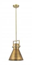  411-1SM-BB-M411-10BB - Newton Cone - 1 Light - 10 inch - Brushed Brass - Mini Pendant