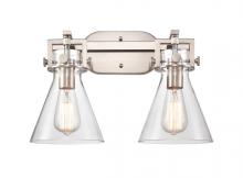  411-2W-SN-7CL - Newton Cone - 2 Light - 17 inch - Brushed Satin Nickel - Bath Vanity Light