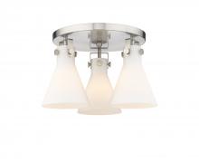 Innovations Lighting 411-3F-SN-G411-7WH - Newton Cone - 3 Light - 18 inch - Satin Nickel - Flush Mount