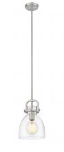  412-1S-SN-8CL - Newton Bell - 1 Light - 8 inch - Brushed Satin Nickel - Cord hung - Mini Pendant