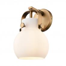 Innovations Lighting 423-1W-BB-G410-6WH - Pilaster II Sphere - 1 Light - 7 inch - Brushed Brass - Sconce