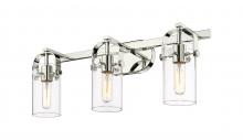  423-3W-PN-G423-7CL - Pilaster II Cylinder - 3 Light - 25 inch - Polished Nickel - Bath Vanity Light