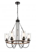  442-6CR-BK-G4424 - Paladin - 6 Light - 25 inch - Matte Black - Chain Hung - Chandelier