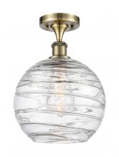  516-1C-AB-G1213-10 - Athens Deco Swirl - 1 Light - 10 inch - Antique Brass - Semi-Flush Mount