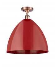 Innovations Lighting 516-1C-AC-MBD-16-RD - Plymouth - 1 Light - 16 inch - Antique Copper - Semi-Flush Mount