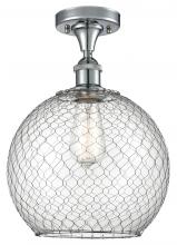  516-1C-PC-G122-10CSN - Farmhouse Chicken Wire - 1 Light - 10 inch - Polished Chrome - Semi-Flush Mount