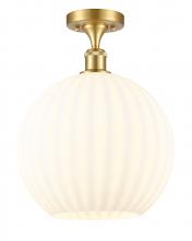  516-1C-SG-G1217-12WV - White Venetian - 1 Light - 12 inch - Satin Gold - Semi-Flush Mount