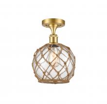  516-1C-SG-G122-8RB - Farmhouse Rope - 1 Light - 8 inch - Satin Gold - Semi-Flush Mount