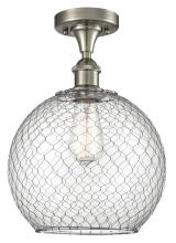  516-1C-SN-G122-10CSN - Farmhouse Chicken Wire - 1 Light - 10 inch - Brushed Satin Nickel - Semi-Flush Mount