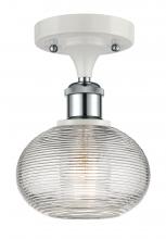  516-1C-WPC-G555-6CL - Ithaca - 1 Light - 6 inch - White Polished Chrome - Semi-Flush Mount