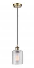  516-1P-AB-G112 - Cobbleskill - 1 Light - 5 inch - Antique Brass - Cord hung - Mini Pendant