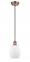  516-1P-AC-G81 - Eaton - 1 Light - 6 inch - Antique Copper - Cord hung - Mini Pendant