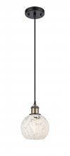 Innovations Lighting 516-1P-BAB-G1216-6WM - White Mouchette - 1 Light - 6 inch - Black Antique Brass - Cord Hung - Mini Pendant