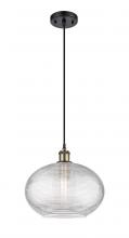  516-1P-BAB-G555-12CL - Ithaca - 1 Light - 12 inch - Black Antique Brass - Cord hung - Mini Pendant