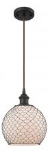  516-1P-OB-G121-8CBK - Farmhouse Chicken Wire - 1 Light - 8 inch - Oil Rubbed Bronze - Cord hung - Mini Pendant