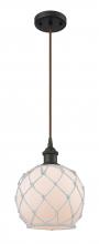  516-1P-OB-G121-8RW - Farmhouse Rope - 1 Light - 8 inch - Oil Rubbed Bronze - Cord hung - Mini Pendant