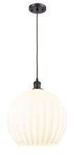  516-1P-OB-G1217-14WV - White Venetian - 1 Light - 14 inch - Oil Rubbed Bronze - Cord Hung - Pendant