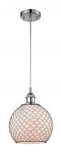  516-1P-PC-G121-8CBK - Farmhouse Chicken Wire - 1 Light - 8 inch - Polished Chrome - Cord hung - Mini Pendant