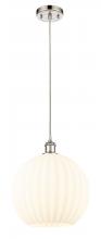  516-1P-PN-G1217-12WV - White Venetian - 1 Light - 12 inch - Polished Nickel - Cord Hung - Mini Pendant