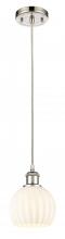  516-1P-PN-G1217-6WV - White Venetian - 1 Light - 6 inch - Polished Nickel - Cord Hung - Mini Pendant