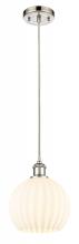  516-1P-PN-G1217-8WV - White Venetian - 1 Light - 8 inch - Polished Nickel - Cord Hung - Mini Pendant