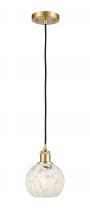  516-1P-SG-G1216-6WM - White Mouchette - 1 Light - 6 inch - Satin Gold - Cord Hung - Mini Pendant