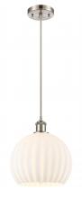  516-1P-SN-G1217-10WV - White Venetian - 1 Light - 10 inch - Brushed Satin Nickel - Cord Hung - Mini Pendant