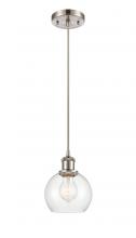  516-1P-SN-G122-6 - Athens - 1 Light - 6 inch - Brushed Satin Nickel - Cord hung - Mini Pendant