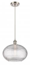  516-1P-SN-G555-12CL - Ithaca - 1 Light - 12 inch - Brushed Satin Nickel - Cord hung - Mini Pendant