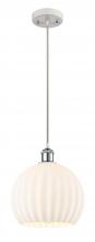  516-1P-WPC-G1217-10WV - White Venetian - 1 Light - 10 inch - White Polished Chrome - Cord Hung - Mini Pendant