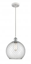  516-1P-WPC-G122-10CSN - Farmhouse Chicken Wire - 1 Light - 10 inch - White Polished Chrome - Cord hung - Mini Pendant