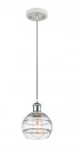  516-1P-WPC-G556-6CL - Rochester - 1 Light - 6 inch - White Polished Chrome - Cord hung - Mini Pendant